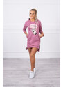 K-Fashion Šaty s delšími zády a barevným potiskem tmavě růžové barvy