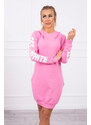 K-Fashion Off White světle růžové šaty