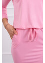 K-Fashion Světle růžové viskózové šaty se zavazováním v pase