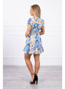 K-Fashion Květinové šaty s výstřihem do V modré