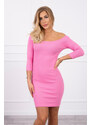 K-Fashion Pruhované přiléhavé šaty ve světle růžové barvě