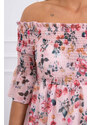 K-Fashion Španělské šaty s květinovým motivem pudrově růžové