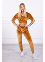 K-Fashion Velurová souprava s nápisem Queen camel