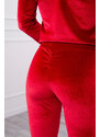 K-Fashion Velurová souprava se záhyby na zadní straně červená