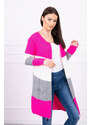 K-Fashion Svetr Pruhovaný svetr růžový neon+ecru