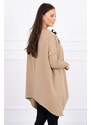 K-Fashion Oversize mikina s asymetrickými boky camel barvy