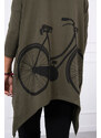 K-Fashion Cyklistická mikina s khaki potiskem