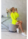 K-Fashion Souprava halenky a sukně neonově žlutá