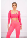K-Fashion Sada s halenkou top růžová neonová