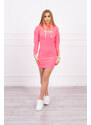 K-Fashion Šaty s mikinou růžové neonové