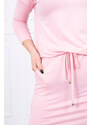 K-Fashion Viskózové šaty s vázáním v pase, pudrově růžové