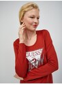 Červené dámské tričko s dlouhým rukávem Guess - Dámské