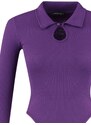 Trendyol Plum Polo Collar Corduroy Knitted Body with Snap fastener