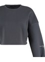 Trendyol Smoked Thick With Fleece Inside, Comfortable Cut with Crop Sleeves and Printed Knitted Sweatshirt