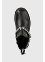 Kožené kotníkové boty Karl Lagerfeld Biker Ii dámské, černá barva, na platformě