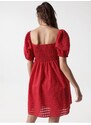 Červené krátké šaty s balonovými rukávy Salsa Jeans Aruba - Dámské