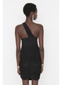 Trendyol Black One-Shoulder Detailed Knitted Evening Dress