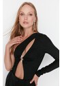 Trendyol Black Stone Accessory Detail Knitted Body
