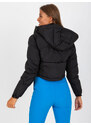 Fashionhunters Černá krátká zimní bunda s kapucí