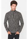 Trendyol Black Men's Slim Fit Half Turtleneck Zipper Knitwear Sweater