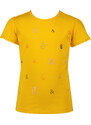 NONO Dívčí tričko žluté s barevnými výšivkami