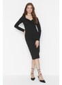 Trendyol Black Collar Detailed Bodycon Midi Knitted Dress