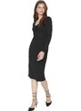 Trendyol Black Collar Detailed Bodycon Midi Knitted Dress