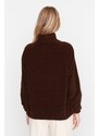 Trendyol Brown Zipper Detailed Fleece Knitted Sweatshirt