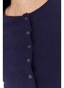 Trendyol Navy Blue Button Detailed Crop Crew Neck Ribbed Stretch Knitted Blouse