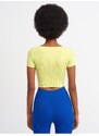 Dilvin 3666 "U" Neck Short Sleeve Crop Top-lime