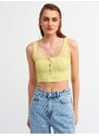 Dilvin Women's Yellow Tank Top with Pops and Buttons