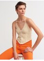 Dilvin 10142 Lace-Up Neck Knitwear Singlet-natural