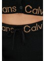 Kalhoty Calvin Klein Jeans dámské, černá barva, zvony, high waist