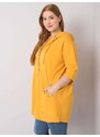 Fashionhunters Tmavě žlutá dámská mikina větší velikosti se zapínáním na zip