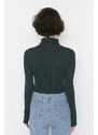 Trendyol Emerald Green Fitted Turtleneck Finger Detailed Ribbed Elastic Knitted Blouse