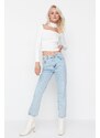 Trendyol Blue High Waist Straight Jeans