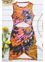 NoName Letní mini šaty s průstřihem multicolor