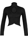 Trendyol Black Crop Cut Out Detailed Knitwear Sweater