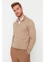 Trendyol Camel Slim Fit Half Turtleneck Zipper Neck Smart Knitwear Sweater