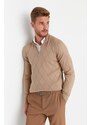 Trendyol Camel Slim Fit Half Turtleneck Zipper Neck Smart Knitwear Sweater