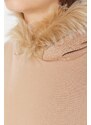 Trendyol Beige Loose Hooded Fleece Fleece Sports Sweatshirt