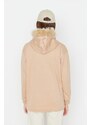 Trendyol Beige Loose Hooded Fleece Fleece Sports Sweatshirt