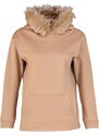 Trendyol Beige Loose Hooded Fleece Fleece Sports Sweatshirt