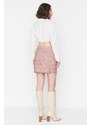 Trendyol Brown A-Line Weave Mini Plaid Skirt