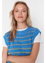 Trendyol Blue Color Block Knitwear Sweater