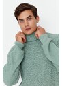 Trendyol Mint Oversize Wide Fit Turtleneck Basic Sweater