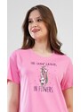 Vienetta Dámská noční košile s krátkým rukávem Flowers - světle růžová