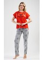 Vienetta Secret Dámské pyžamo s krátkým rukávem Méďa - červená