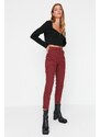 Trendyol Claret Red High Waist Mom Jeans with Pockets