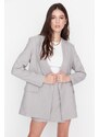 Trendyol Gray Regular Lined Buttoned Woven Blazer Jacket